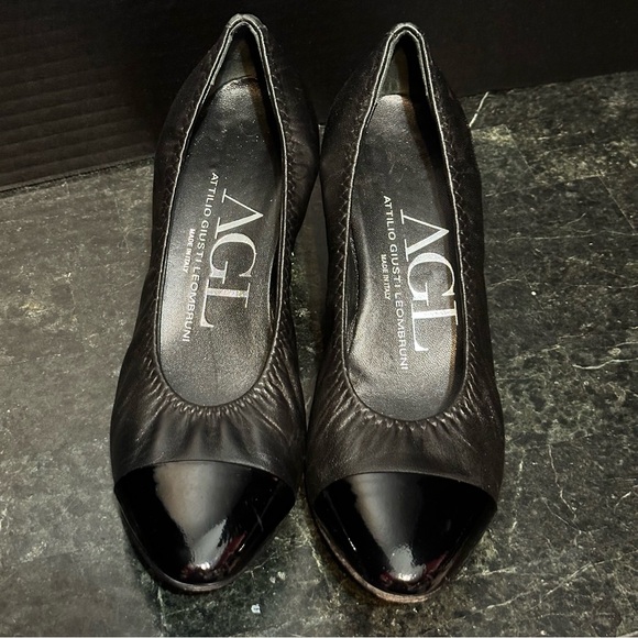 AGL Classic Cap Toe Leather Pump Heel Made In Italy $300+ Atilio Gusti Leombruni - Picture 8 of 10